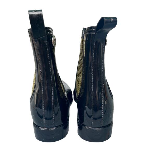 SILKY TOES Gold and Black Ankle Rain Boots Size 41 US 10 / 10.5 - Picture 3 of 7